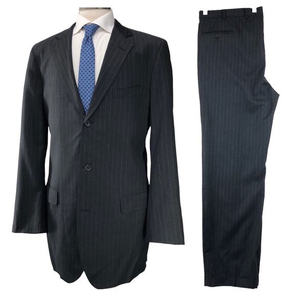 Southwick Mens Size 44XL Extra Long Suit 2 Piece Pinstripe 3 Button Made In USA